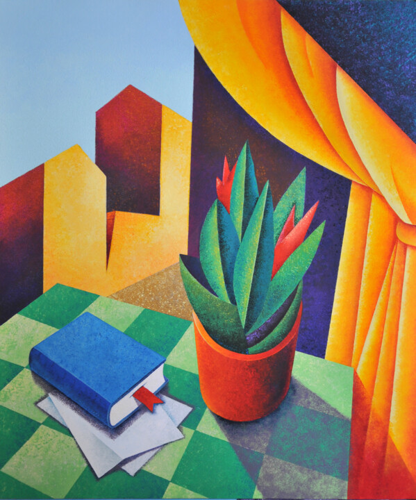 Pintura intitulada "Estate in città" por Giancarlo Colombo, Obras de arte originais, Acrílico Montado em Armação em madeira