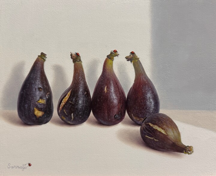 Painting titled "La conversation des…" by Reza Sarrafi, Original Artwork, Oil