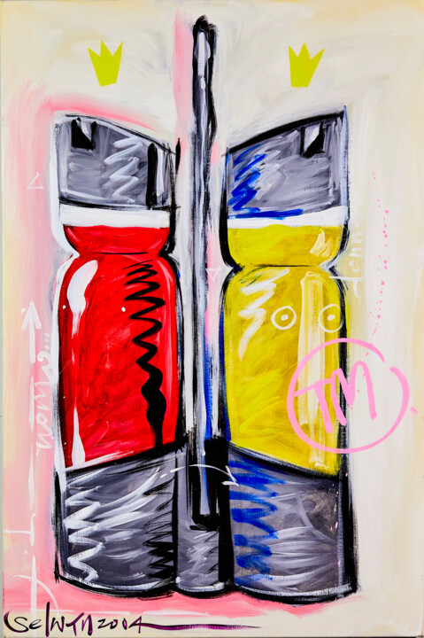 Peinture intitulée "Salt and Pepper Set" par Selwyn Senatori, Œuvre d'art originale, Acrylique