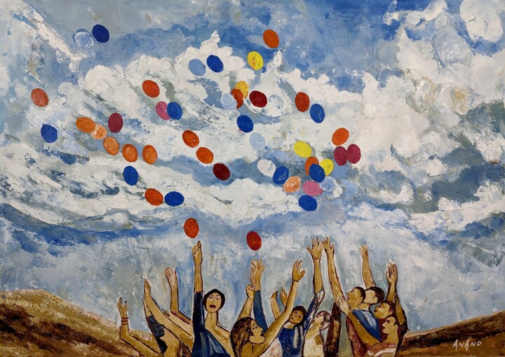 Pintura intitulada "JOY" por Yes, Obras de arte originais, Acrílico