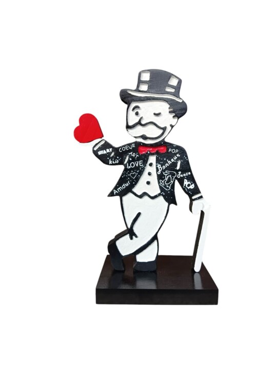 "Mr Monopoly Heart L…" başlıklı Heykel Ravi tarafından, Orijinal sanat, Ahşap
