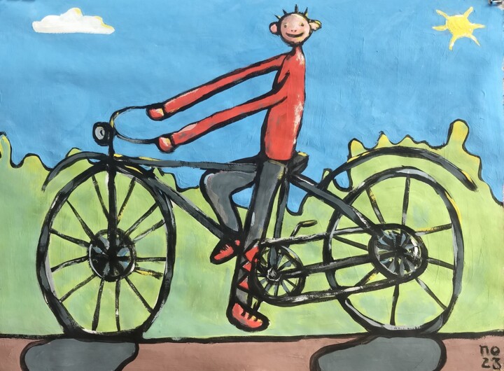 Schilderij getiteld "Bicycle artwork wit…" door Pavlo Ponomarenko, Origineel Kunstwerk, Acryl