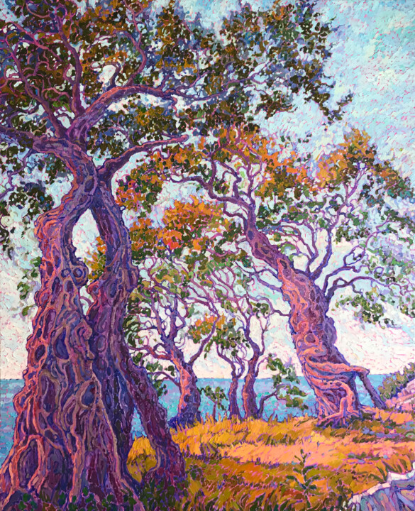 Painting titled "Guardians of the Sea" by Natalia Bessmertnova, Original Artwork, Oil