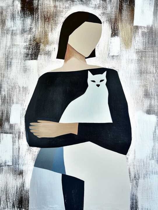 Цифровое искусство под названием "Minimalist Woman wi…" - Julia Evpak, Подлинное произведение искусства, Цифровая живопись