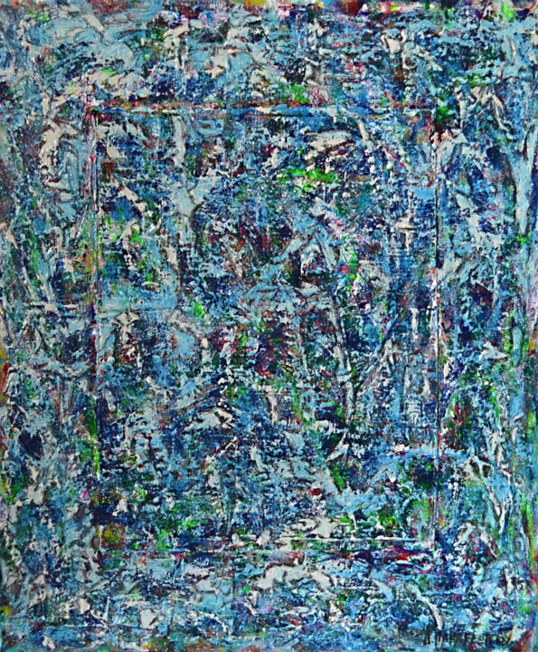 Painting titled "BLOOMING BLUE" by Dimitra Papageorgiou, Original Artwork, Acrylic