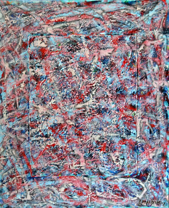 Painting titled "BLOOMING RED" by Dimitra Papageorgiou, Original Artwork, Acrylic