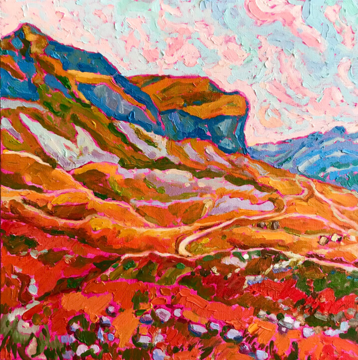 Painting titled "Mountain Majesty" by Natalia Bessmertnova, Original Artwork, Oil