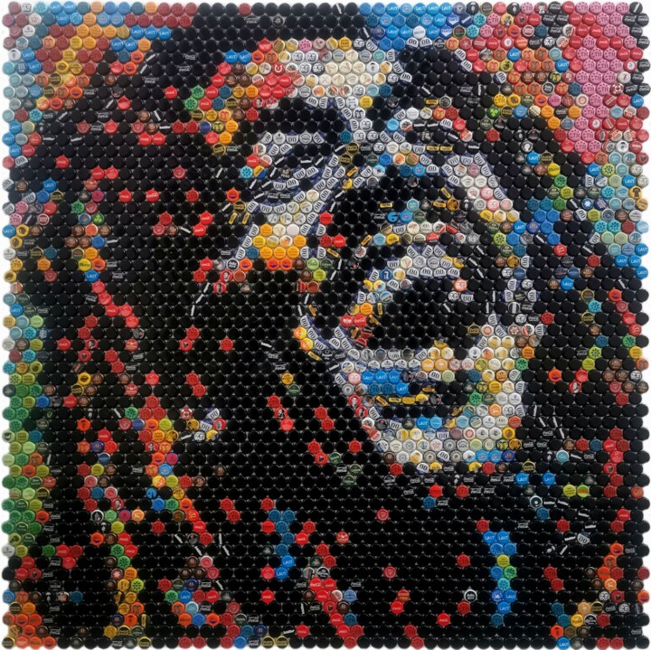 "Bob Marley - One Lo…" başlıklı Kolaj Henning Leuschner tarafından, Orijinal sanat, Kolaj Alüminyum üzerine monte edilmiş