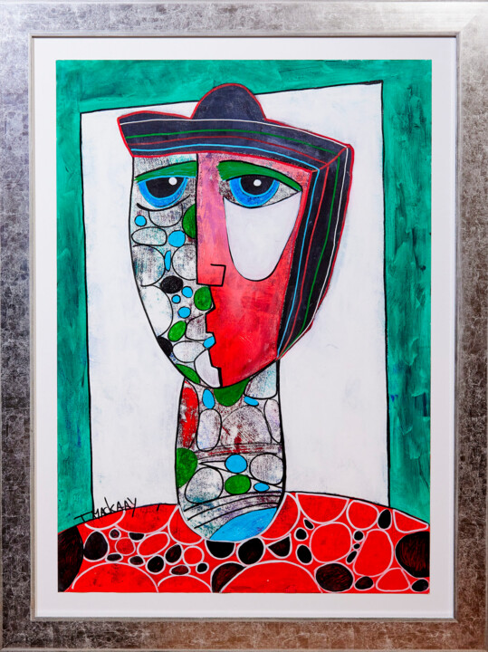 Malarstwo zatytułowany „Colourful Face” autorstwa Theo Mackaay, Oryginalna praca, Akryl