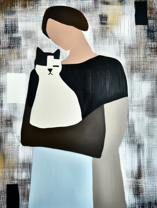 Цифровое искусство под названием "Woman with black an…" - Julia Evpak, Подлинное произведение искусства, Цифровая живопись