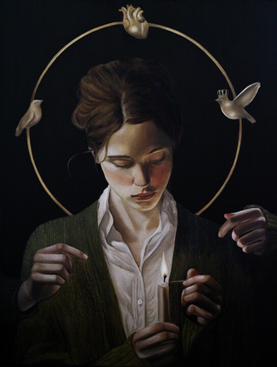 Pintura intitulada "Luce" por Elisa De Montis, Obras de arte originais, Óleo Montado em Armação em madeira