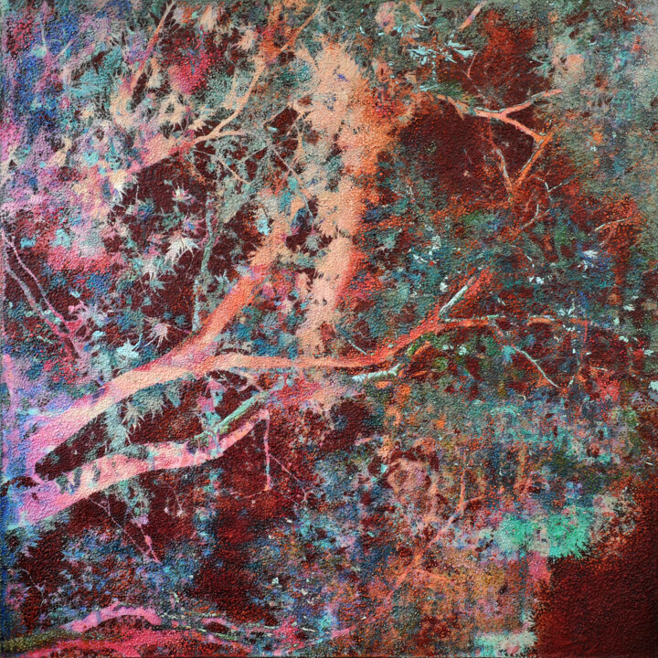 绘画 标题为“Oxidized burgundy t…” 由Karin Vermeer, 原创艺术品, 油 安装在铝上