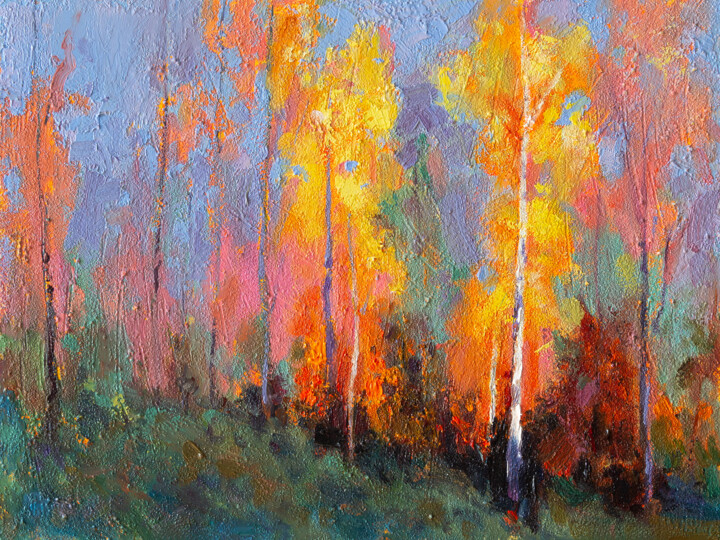 Painting titled "Autumn Forest Symph…" by Daria Zavadenko, Original Artwork, Oil