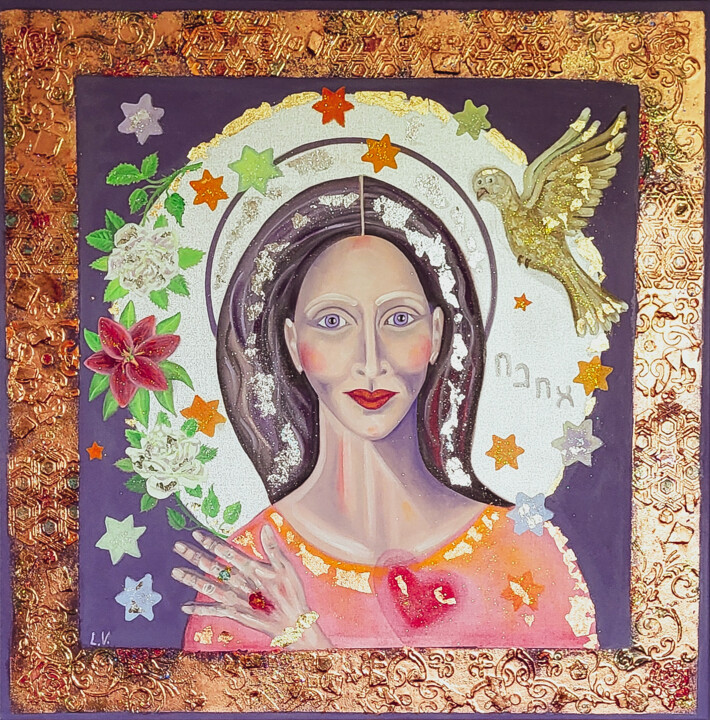 Painting titled "Ani Hu" by Liisa Viima, Original Artwork, Oil Mounted on Wood Stretcher frame