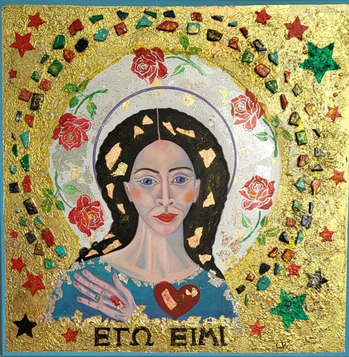 Painting titled "Ego Eimi" by Liisa Viima, Original Artwork, Oil Mounted on Wood Stretcher frame