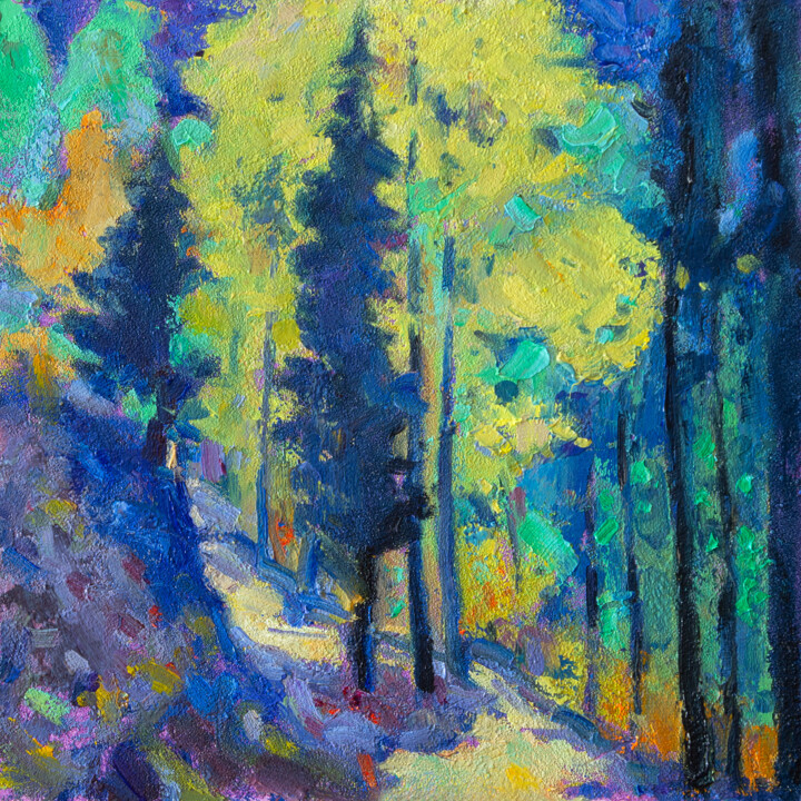 Painting titled "Forest Glow" by Daria Zavadenko, Original Artwork, Oil