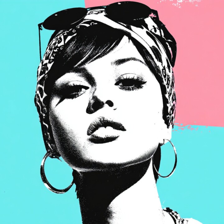 Malerei mit dem Titel "CALIFORNIA WOMAN" von Claudia Sauter (Poptonicart), Original-Kunstwerk, Acryl