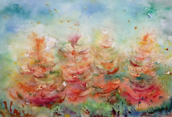 Malerei mit dem Titel "Roulez jeunesse !" von Catherine Saint Fontaine, Original-Kunstwerk, Aquarell Auf Keilrahmen aus Holz…