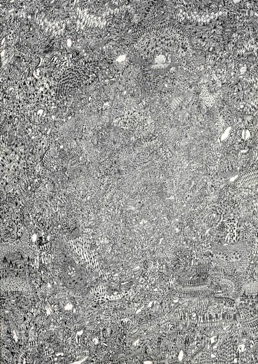 Dessin intitulée "Villette" par Franklin David, Œuvre d'art originale, Encre