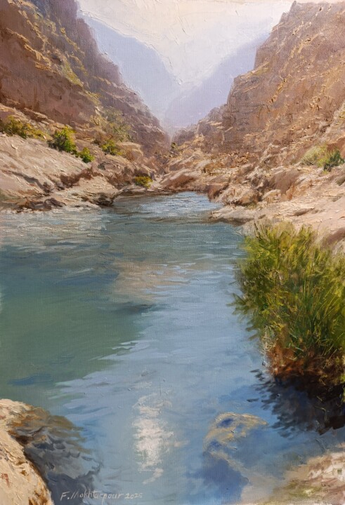 绘画 标题为“Tranquil Valley” 由Faramarz Mokhtarpour, 原创艺术品, 油