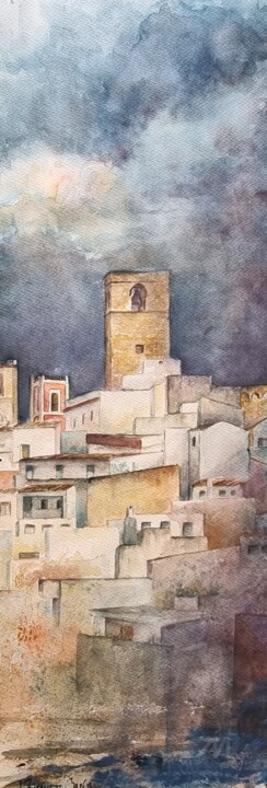 Peinture intitulée "Pueblo" par Joana Bisquert, Œuvre d'art originale, Aquarelle