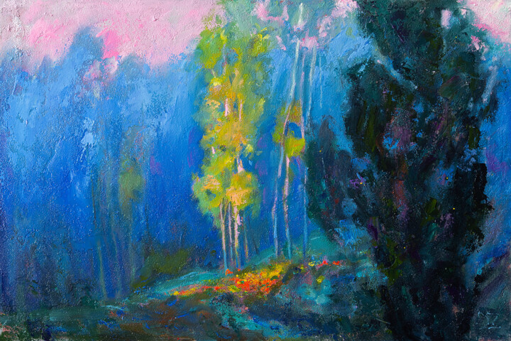 Painting titled "Morning in the Autu…" by Daria Zavadenko, Original Artwork, Oil