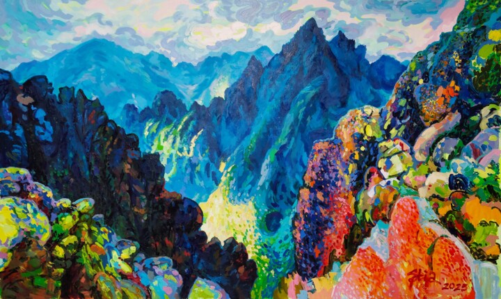 Malarstwo zatytułowany „Breath of the Heigh…” autorstwa Anastasiia Kurkova, Oryginalna praca, Olej Zamontowany na Drewniana…