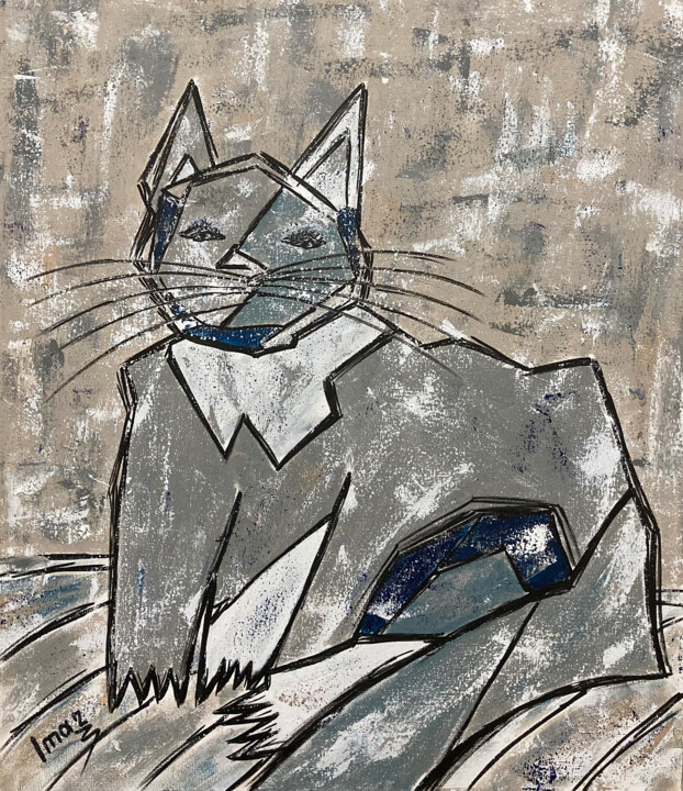 "Cat on gray or graf…" başlıklı Tablo Imar tarafından, Orijinal sanat, Akrilik