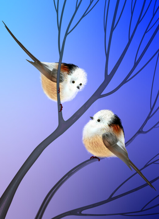 "Long-tailed tits" başlıklı Dijital Sanat Ирина Рыжкова (Ira Go) tarafından, Orijinal sanat, Dijital Resim