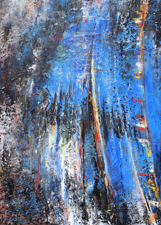 Pintura intitulada "Variable Blue" por Jason Zahra, Obras de arte originais, Acrílico Montado em Armação em madeira