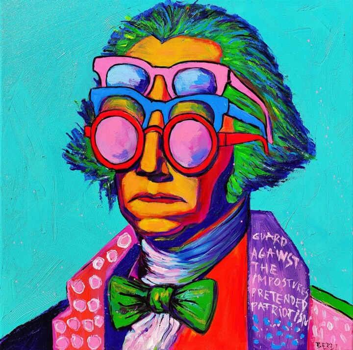 Malarstwo zatytułowany „Washington with Sun…” autorstwa Serge Berezjak, Oryginalna praca, Akryl Zamontowany na Drewniana ram…