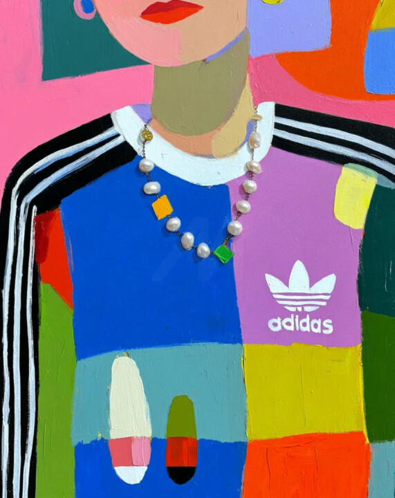 Digitale Kunst mit dem Titel "Blue Adidas Tracksu…" von Sasha Robinson, Original-Kunstwerk, Digitaldruck