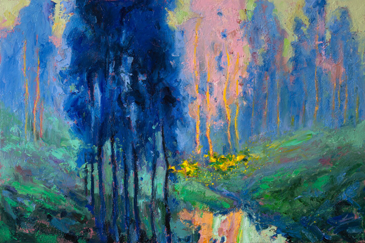 Painting titled "Echoes of the Forest" by Daria Zavadenko, Original Artwork, Oil