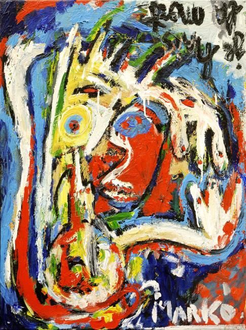 Painting titled "selfportrait "je ha…" by Charles Marko, Original Artwork