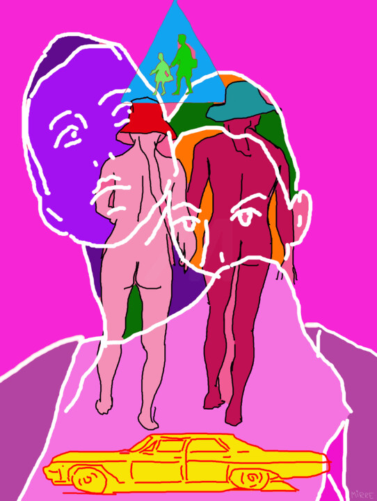 Grafika cyfrowa / sztuka generowana cyfrowo zatytułowany „Adam et Eve1” autorstwa Jean Mirre, Oryginalna praca, Kolaż cyfrowy