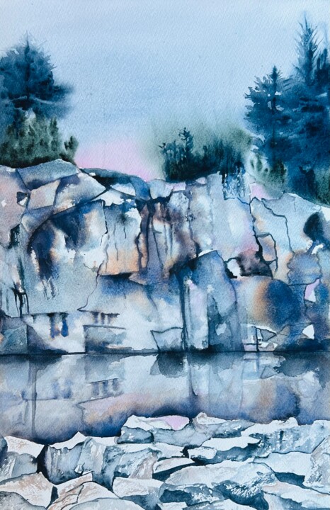 "Quarry in Stenhamra…" başlıklı Tablo Ewa Helzen tarafından, Orijinal sanat, Suluboya