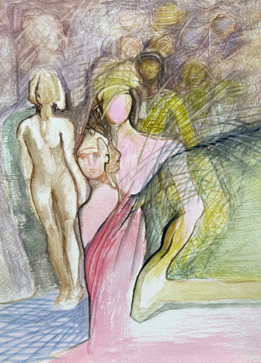 Malarstwo zatytułowany „Pod rękę” autorstwa Anna Lupa-Suchy, Oryginalna praca, Akwarela
