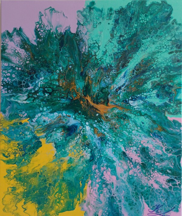 Painting titled "Golden Path of Real…" by Kateryna Lastovetska, Original Artwork, Acrylic