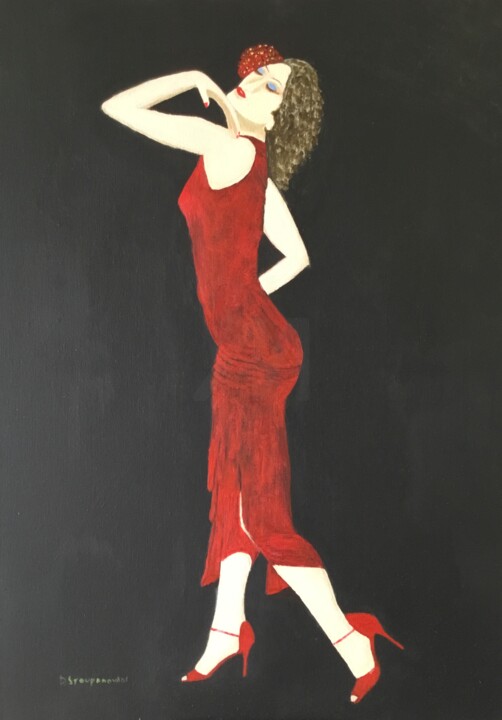 Painting titled "Σολο ταγκο" by Demetres Stauropoulos, Original Artwork, Acrylic Mounted on artwork_cat.