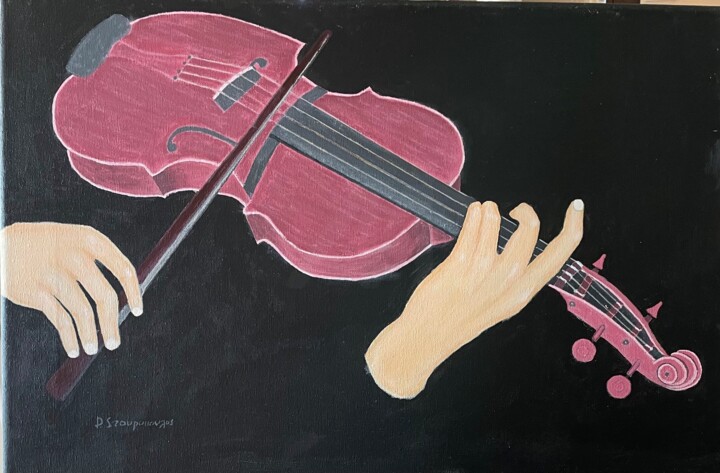 Painting titled "Βιολι" by Demetres Stauropoulos, Original Artwork, Acrylic Mounted on artwork_cat.