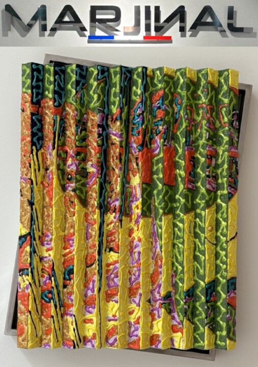 Peinture intitulée "FÉLINE / SCULPTURE…" par Marjinal Peintre Décalé Français, Œuvre d'art originale, Acrylique Monté sur Mé…