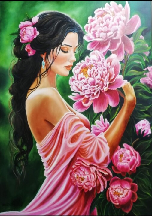 Pintura intitulada "Fanciulla" por Oksana Zaskotska, Obras de arte originais, Óleo Montado em Armação em madeira