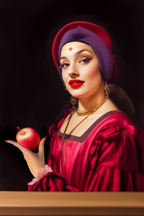 Digital Arts με τίτλο "La Belle Ferronnièr…" από Abu Green, Αυθεντικά έργα τέχνης, Εικόνα που δημιουργήθηκε με AI