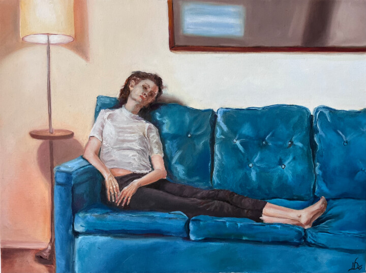 Painting titled "The colour of silen…" by Natalia Dorfman, Original Artwork, Oil Mounted on Wood Stretcher frame