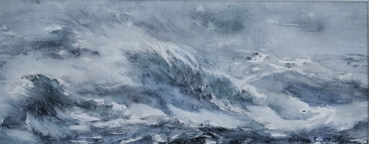 Malerei mit dem Titel "Energie" von Catherine Saint Fontaine, Original-Kunstwerk, Aquarell Auf Holzplatte montiert