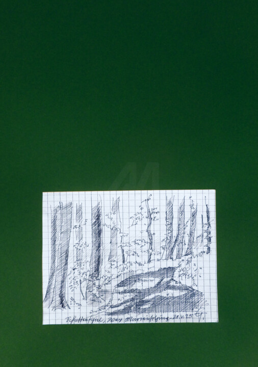 Dessin intitulée "Schattenspiel in de…" par Götz Wiedenroth, Œuvre d'art originale, Stylo à bille