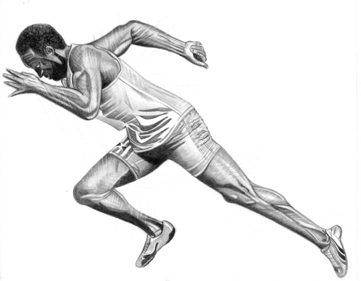 "Athlete" başlıklı Resim Dimitri Prévot tarafından, Orijinal sanat, Grafit