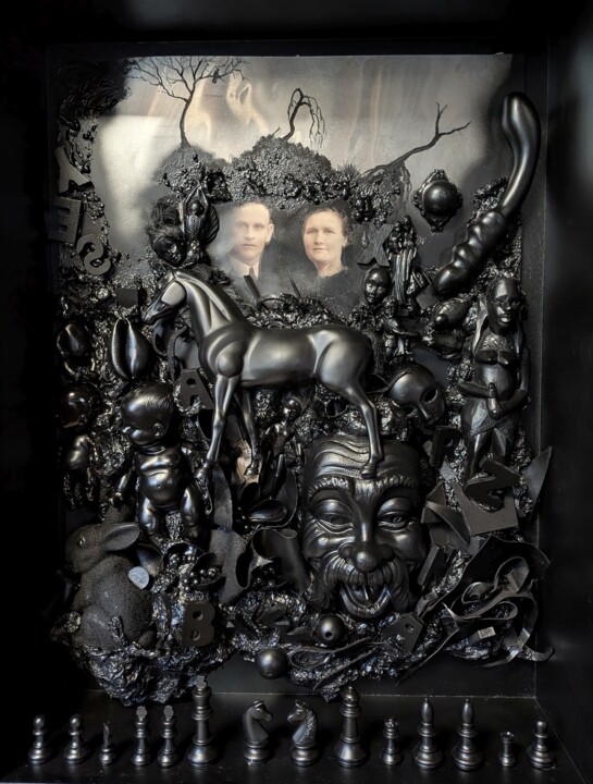 绘画 标题为“Solving Black-Box A…” 由Pepijn Simon, 原创艺术品, 丙烯 安装在木板上