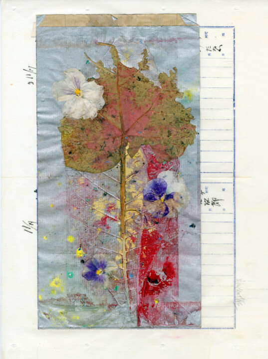 Kolaże zatytułowany „Floralies (7)” autorstwa Vincent Sfg, Oryginalna praca, Kolaże Zamontowany na Drewniana rama noszy