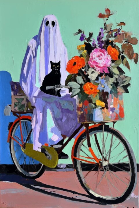 "Ghost on Bicycle" başlıklı Dijital Sanat Sasha Robinson tarafından, Orijinal sanat, Dijital baskı